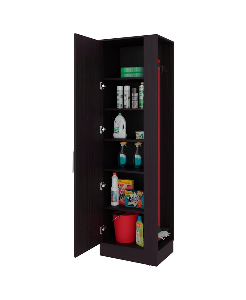 Fm Furniture Nampa Storage Cabinet, Single Door, Broom Hangers,Wengue