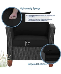 Gymax 3PCS Patio Rattan Conversation Furniture Set Yard Outdoor w/ Black Cushions