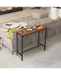 Gymax 48'' Rectangular Bar Table Kitchen Dining Table w/ Steel Frame & Adjustable Feet