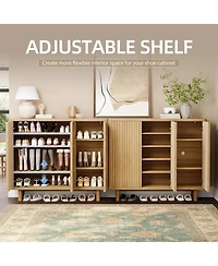 gaomon 46 Inch Shoe Cabinet with Fluted Door 5-Tier Storage Cabinet Rustic Entryway Shoe Bench for Hallway