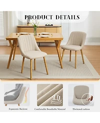 gaomon Dining Chairs Set of 2, Upholstered Fabric Chairs with Curved Back & Oak Legs