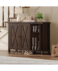 gaomon Shoe Cabinet with Doors Farmhouse 35 in Shoe Storage Cabinet 4-Tier Entryway Shoe Storage Large Shoe Organizer Cabinet