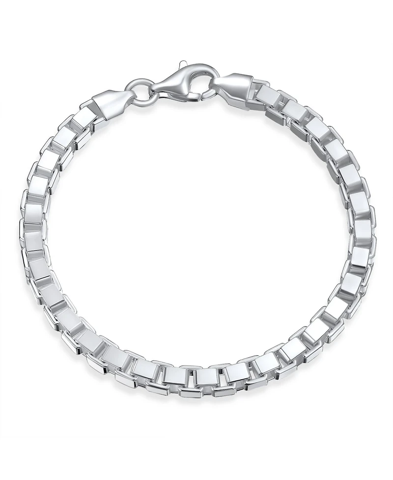Bling Jewelry .925 Sterling Silver Strong Venetian Square Box Link Chain Bracelet Made In Italy