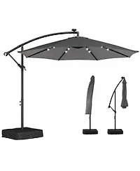 Outsunny 10 ft Offset Cantilever Patio Umbrella w/ Light, Weight