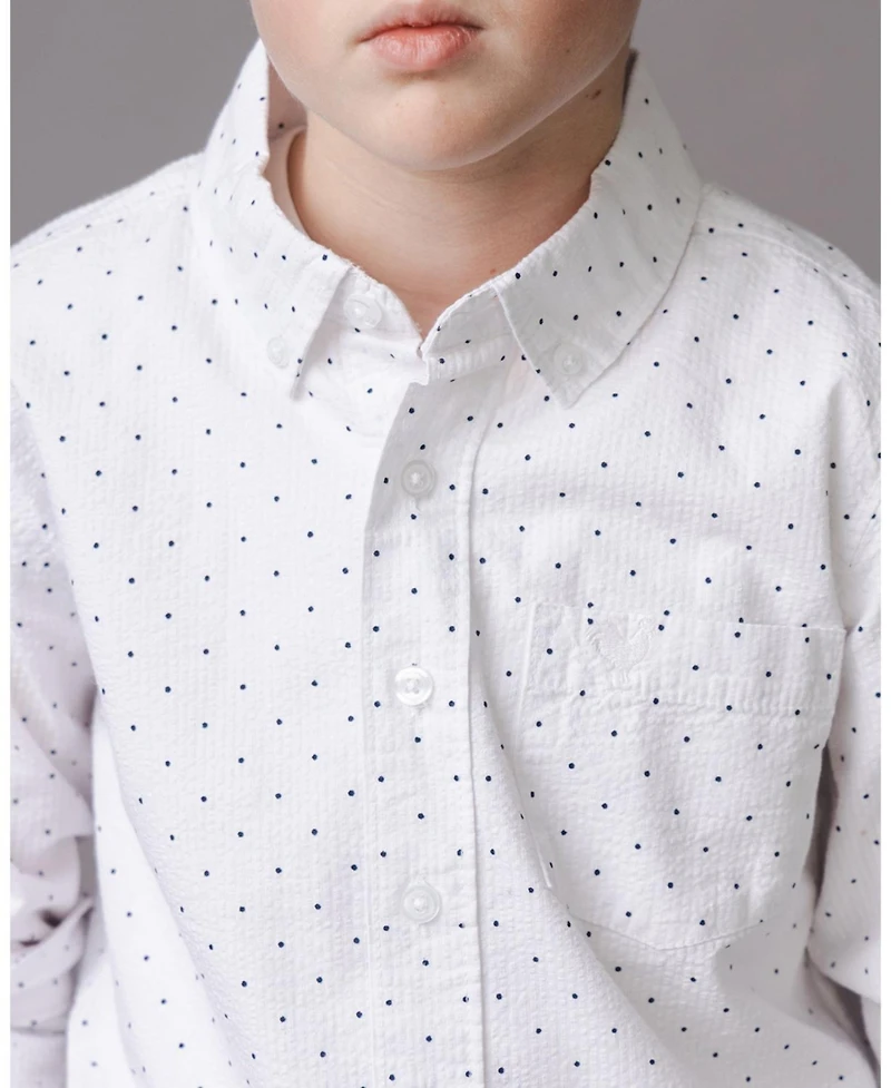 Hope & Henry Boys Organic Long Sleeve Seersucker Shirt