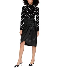 Lily and Lionel London Women's Nia Draped Leather Midi Skirt