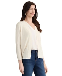 Jones New York Petite Variegated Rib Kissing Front Long-Sleeve Cardigan