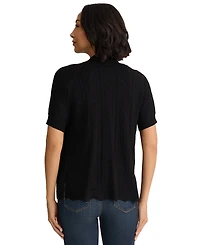 Jones New York Petite Open Stitch Short-Sleeve Cardigan