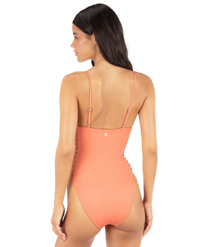 Hurley Juniors' Solid Cutout One-Piece Swimsuit