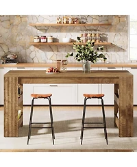 Tribesigns 63-Inch Kitchen Island with Storage, Farmhouse Home Bar Table with Double-Sided Storage Shelves, Large Stationary Island Table