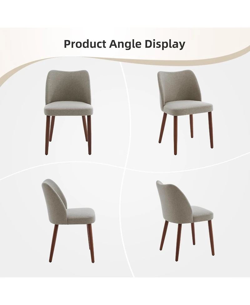 gaomon Modern Linen Dining Chairs Set of 4, Upholstered Chairs with Padded Seat and Wood Legs