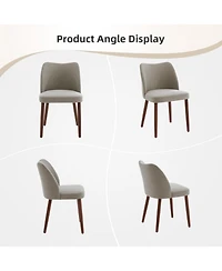 gaomon Modern Linen Dining Chairs Set of 4, Upholstered Chairs with Padded Seat and Wood Legs