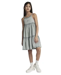 Tommy Hilfiger Girls' 7-16 Rope Trim Scoop Neck Denim Dress