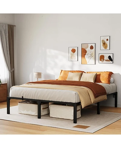 gaomon 16 Inch Queen Metal Bed Frame, Heavy Duty Metal Platform Bed Frame with Reinforced Slats Support, 800 Lbs Load Capacity, Noise Free