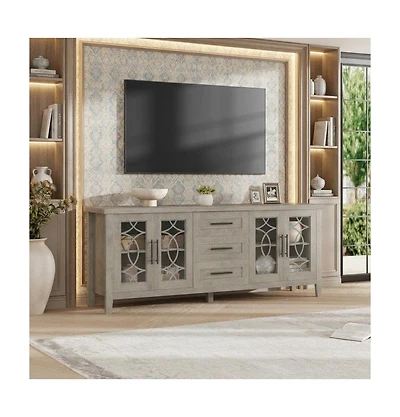 gaomon Farmhouse Tv Stand with Glass Door for 70 Inch Tv