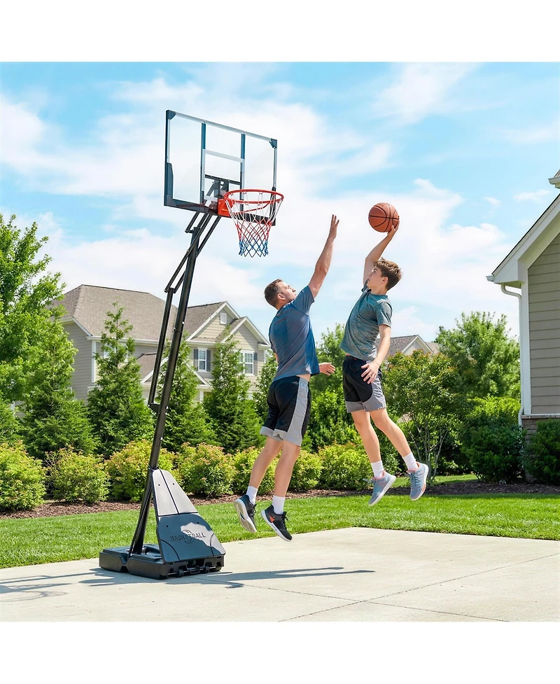 Soozier Basketball Hoop, 8-10ft Adjustable Basketball Goal, Hand-Crank Lift