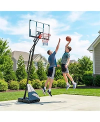 Soozier Basketball Hoop, 8-10ft Adjustable Basketball Goal, Hand-Crank Lift