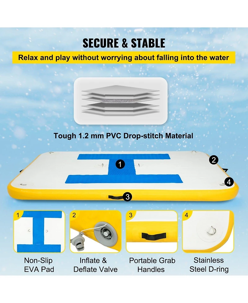 Mecale Inflatable Dock Platform, 8 x 5 ft Inflatable Floating Dock with Electric Air Pump