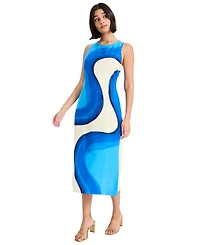 Donna Morgan Women's Sleeveless Crewneck Midi Dress