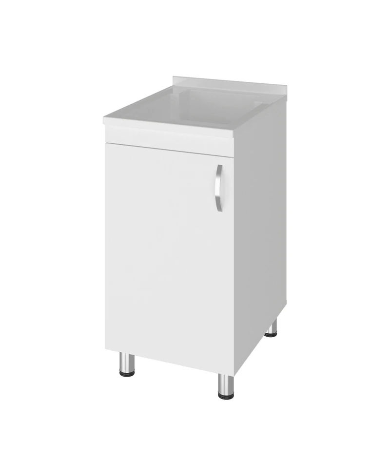 Fm Furniture Slee Compact Utility Sink Cabinet with Storage and Metal Legs for Laundry Room