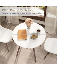 Dining Table Set Modern 5 Pcs For 4 Round Dining Room Table Set with Solid Wood Leg