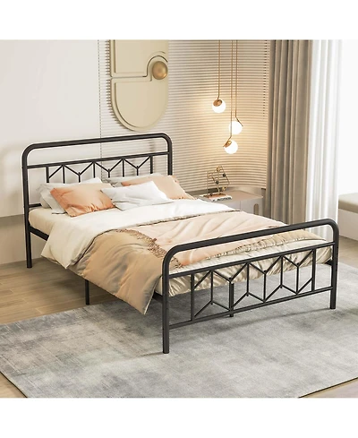 Full Size Bed Frame Mattress Foundation with Headboard 12.5" Under-bed Storage