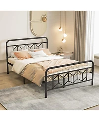 Full Size Bed Frame Mattress Foundation with Headboard 12.5" Under-bed Storage