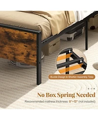 Costway Twin Size Bed Frame with Wooden Headboard and Footboard Under-Bed Storage