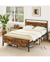 Costway Full Size Bed Frame with Wooden Headboard and Footboard Under-Bed Storage