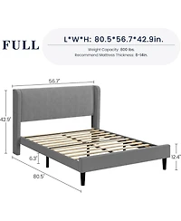 gaomon Assile Upholstered Bed Frame Full with Wingback headboard, Platform Bed Frame with Headboard, Wood Slats Support, Noise Free