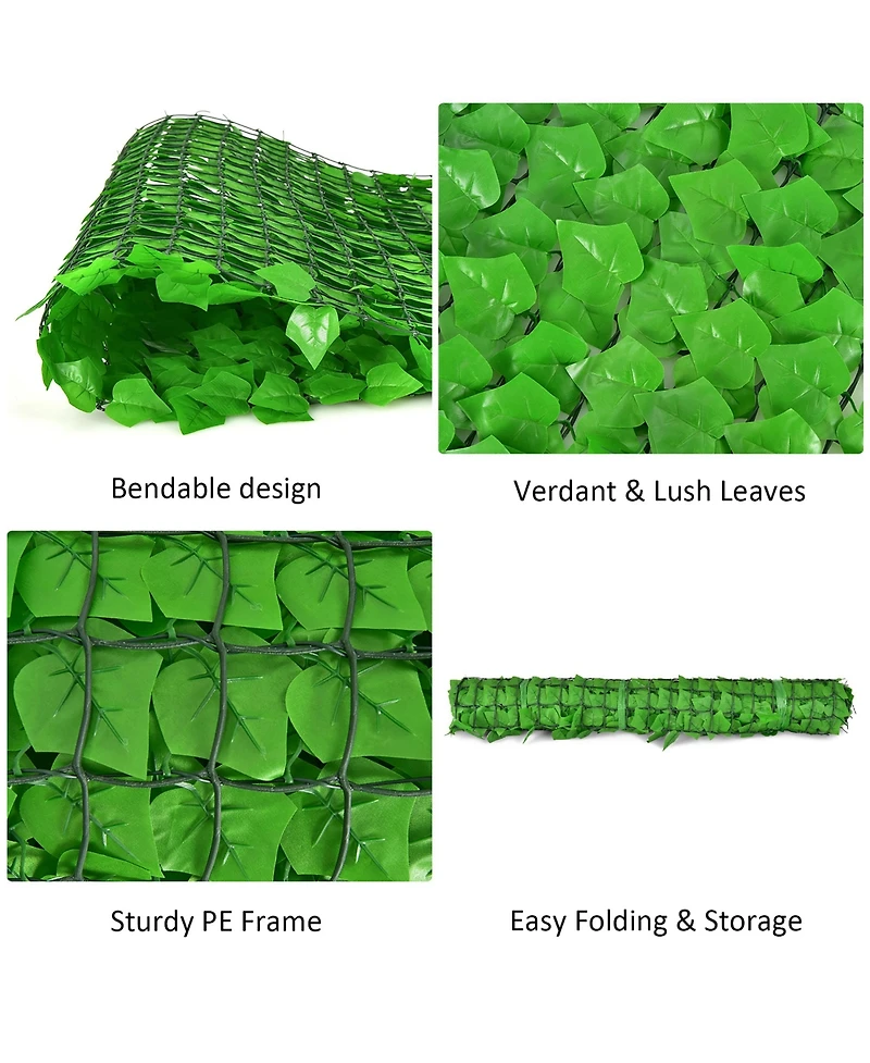 1 Pc 118x39in Artificial Ivy Privacy Fence Screen Faux Hedge Fence & Vine Decor
