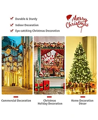Costway 8Ft Pre-Lit Hinged Pvc Christmas Tree 430 Led Lights Green