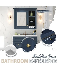 Sillysis 30'' Bathroom Vanity Set with Mirror Cabinet, Solid Wood & Mdf, Soft Close Drawers, Ample Storage for Modern Bathrooms