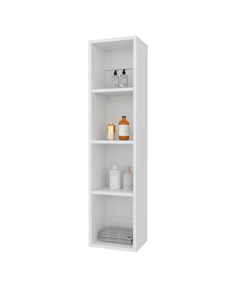 Fm Furniture Kora Wall-Mounted Bathroom Cabinet with Open Shelves and Slim Vertical Design