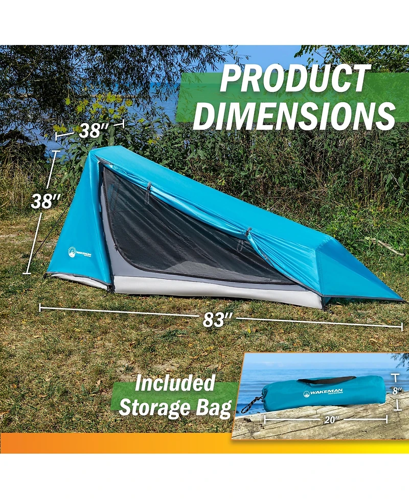 Wakeman Outdoors Single Person Tent Ultralight 1 Person Camping Tent with Rainfly and Carrying Bag Lightweight Outdoor Bivy Bag Shelter