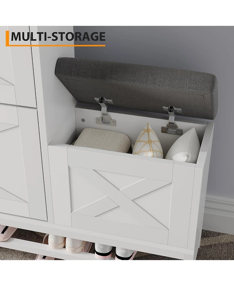 gaomon 2 Flip Drawers Shoe Cabinet with Bench Narrow Entryway Shoe Storage Organizer Freestanding Shoe Rack with Metal Legs