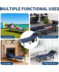 gaomon TrailBlaze Heavy-Duty Folding Camping Cot Bed for Adults – Removable Thick Mattress, Pillow & Side Pocket