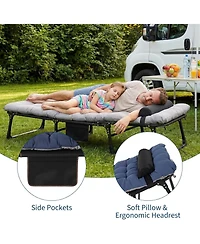 gaomon TrailBlaze Heavy-Duty Folding Camping Cot Bed for Adults – Removable Thick Mattress, Pillow & Side Pocket