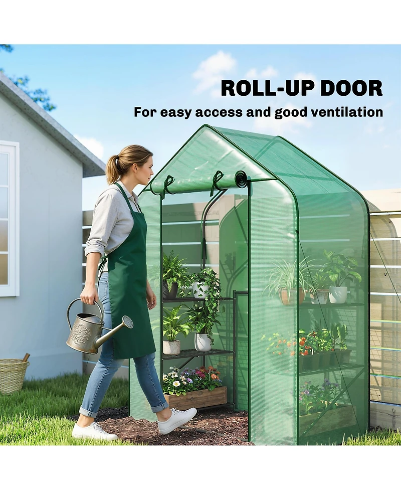 Outsunny house for Outdoors, 6 Shelves with Pe Cover,