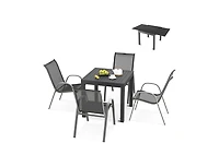Slickblue Extendable Aluminum Outdoor Dining Set with 4 Stackable Chairs