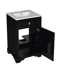 Sillysis 20" Bathroom Vanity with Ceramic Sink, Soft Close Door, Adjustable Shelf & Door Storage for Small Bathrooms