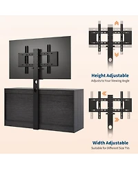 gaomon Tv Stand with Mount, 47.2" Modern Entertainment Center 6-Drawer Rattan Dresser for 32-85 Inch TVs
