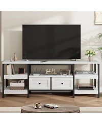 gaomon Industrial Media Console,Rustic Entertainment Center,Metal Frame Tv Stand with Storage DrawerFarmhouse Modern Tv Cabinet