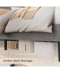 gaomon Twin Bed Frame Storage Headboard Usb Charging Led Lights Noise Free Under Storage Easy Assembly No Box Spring