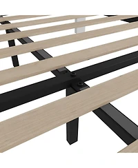 gaomon King Upholstered Bed Frame 4 Storage Drawers Adjustable Headboard Wooden Slats Support No Box Spring