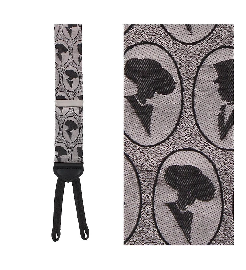 Trafalgar Men's Silhouette Cameo Novelty Silk Formal End Suspenders