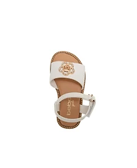 Bebe Little Girls Girl's Fashion Sandal with Flower Medallion and Hanging b Charm – Comfy Dressy Shoes