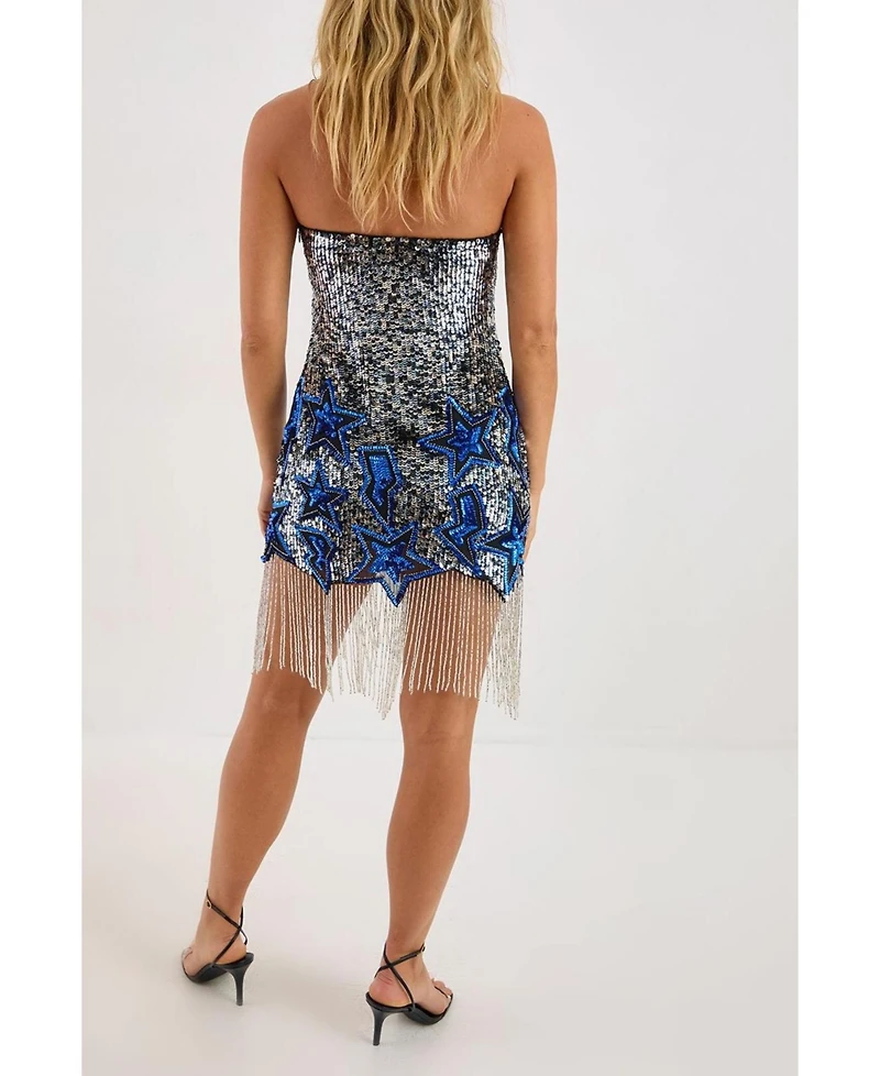 Nasty Gal Women's Star Tassel Plunge Mini Dress