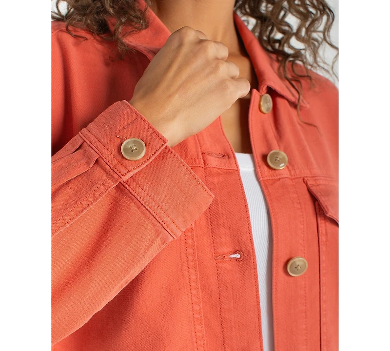 Liverpool Los Angeles Petite Oversized Cropped Denim Jacket