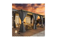 Aecojoy 14'x10' Wall Gazebo with Curtains and Mosquito Netting